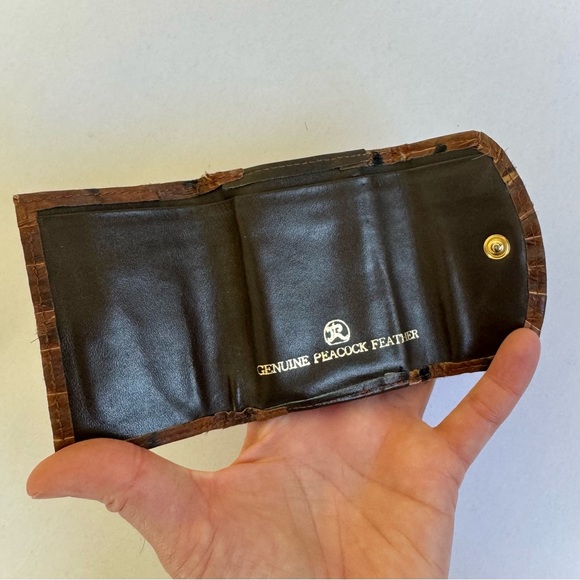 [SOLD] Vintage 70’s/80’s Genuine Peacock Feather & Leather Wallet / Coinpurse - Picture 7 of 13